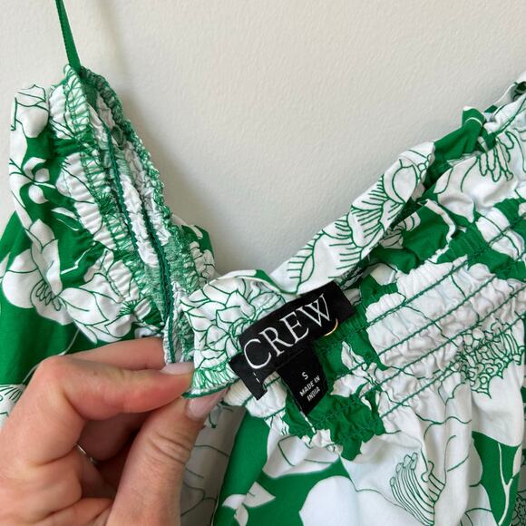 J. Crew Smocked One-Shoulder Top in Kelly Floral Green S - Picture 6 of 8